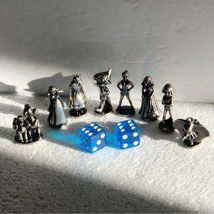 Disney 8 Pewter Monopoly Game Pieces & 2 Dice - Replacements